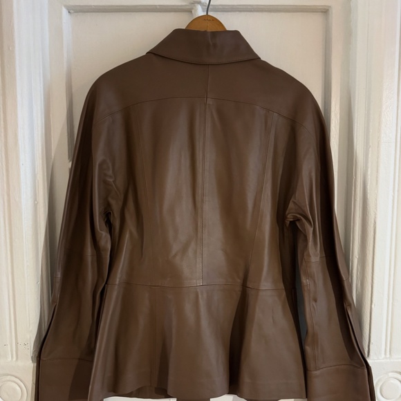 Chocolate Brown Vince Leather Jacket - Picture 2 of 2